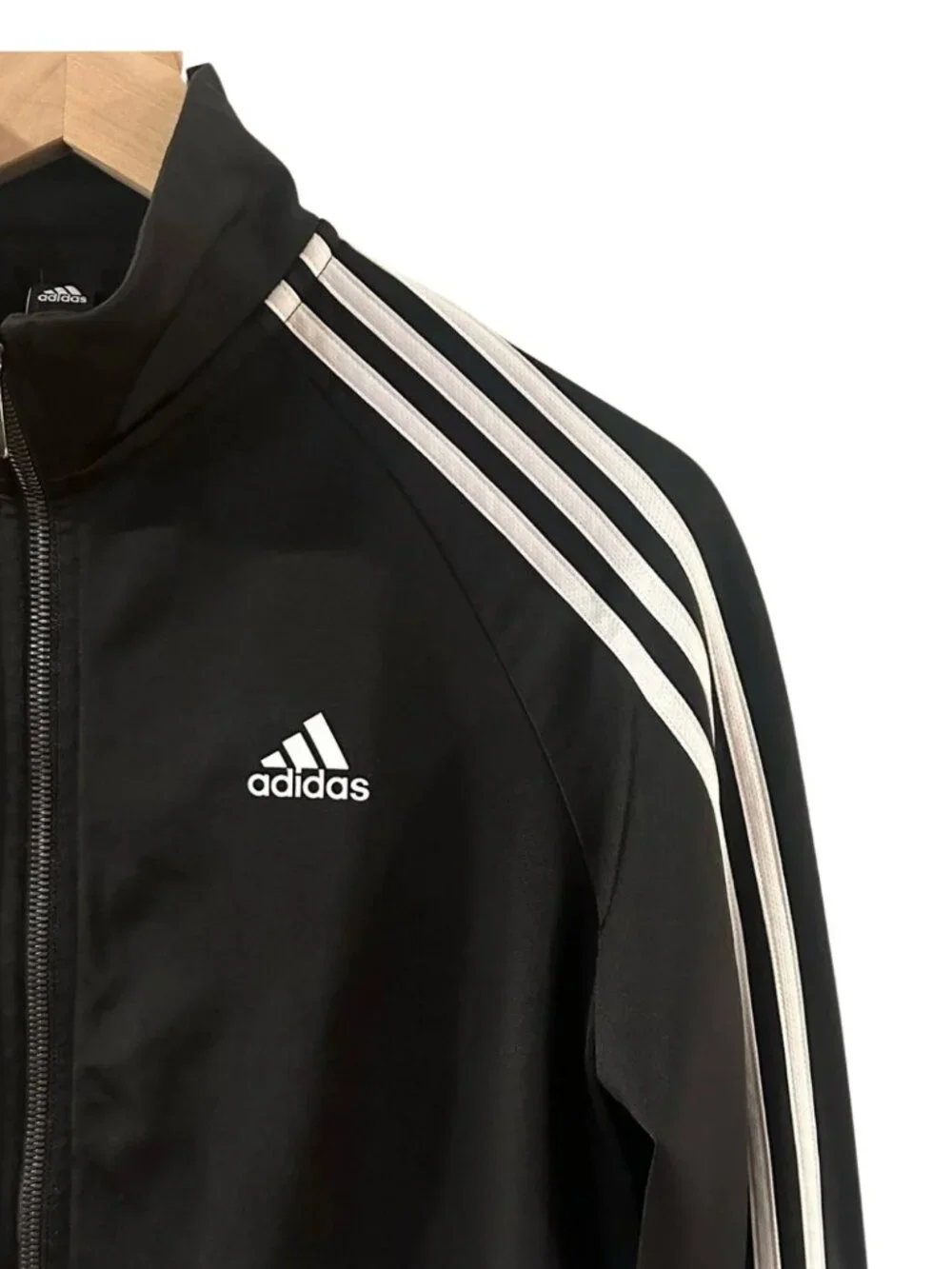 Adidas Classic Black Three Stripe Track Jacket - Size Small